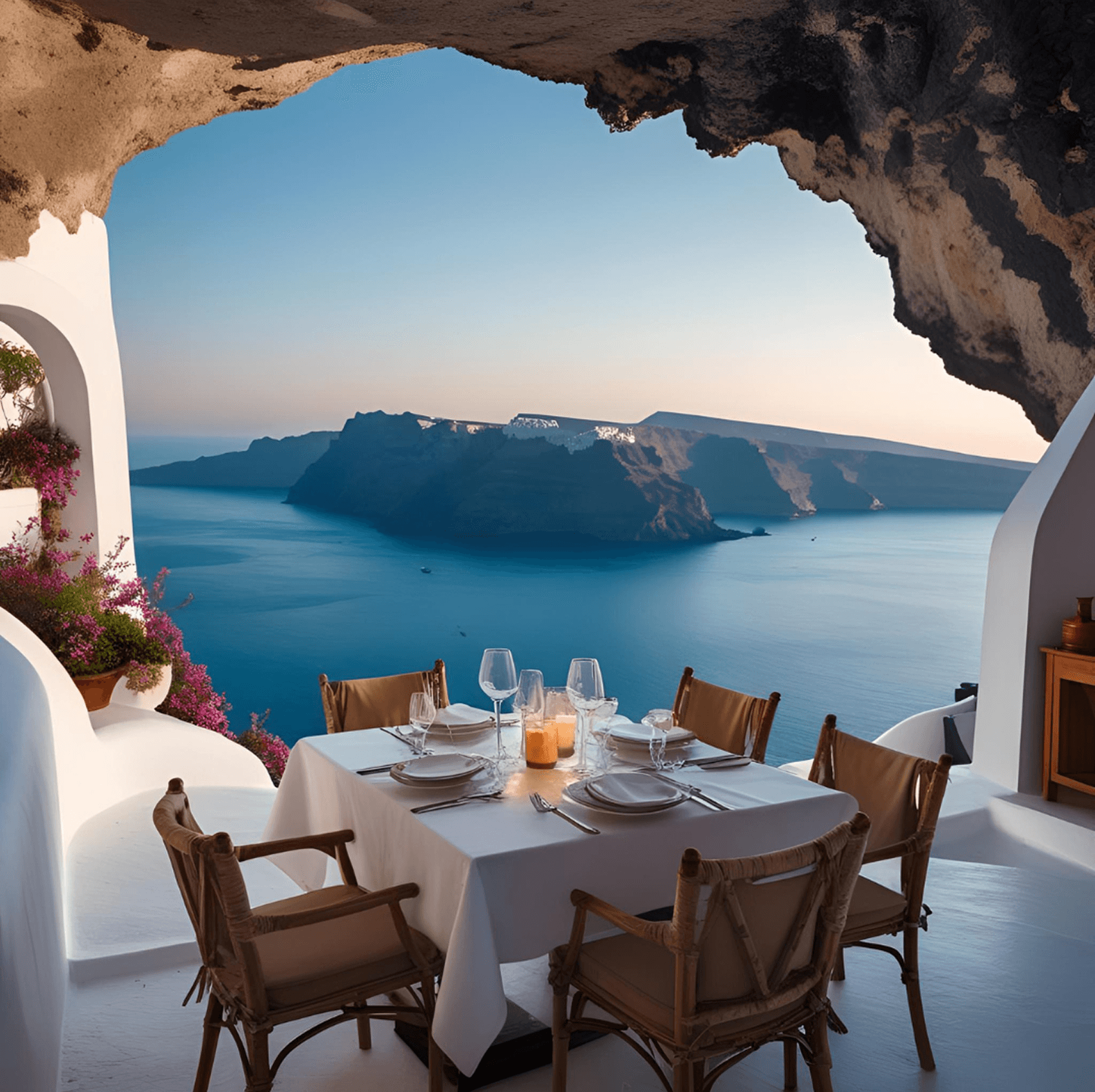 Cliff dinner in Greece